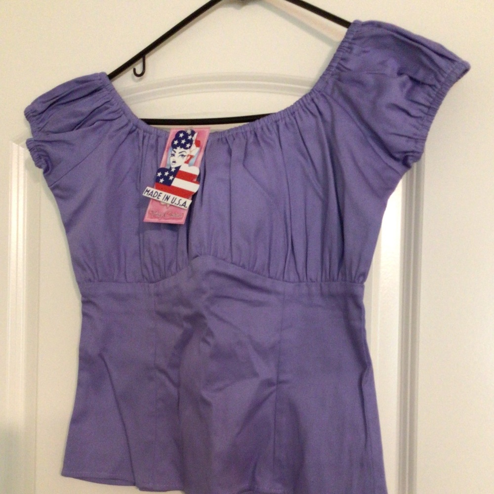Pinup Girl Clothing Lavender Peasant Blouse